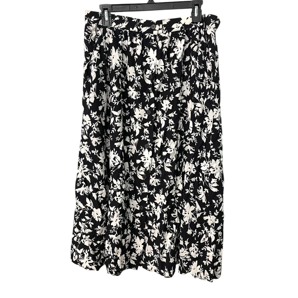 Southern Lady 18 Black Floral Skirt Button Front Vintage Whimsygoth Aesthetic